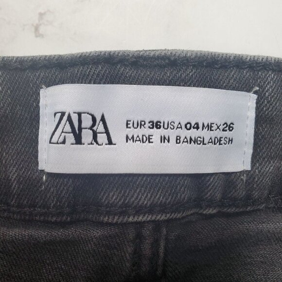 Zara Black Distressed Denim Jean Shorts Women's 4 - Picture 5 of 6